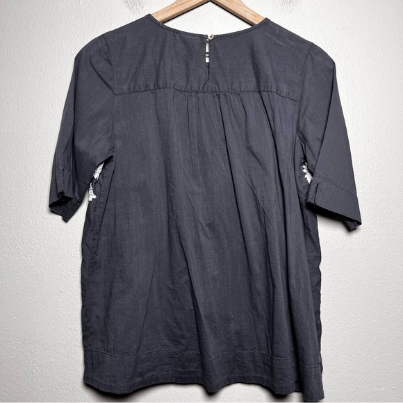 Ivy Jane Women Top XS Gray Embroidered Peasant Boho Cottagecore 100% Cotton - Picture 10 of 10